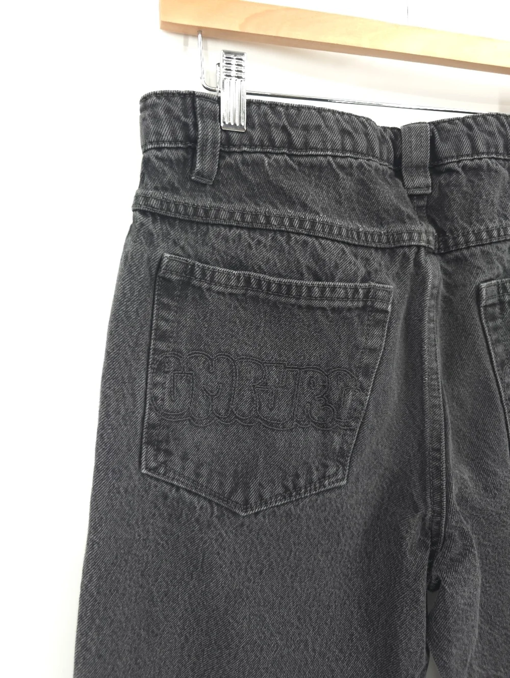 Empyre Kids Embroidered Loose Fit Black Jeans Denim Skater Streetwear Adjustable